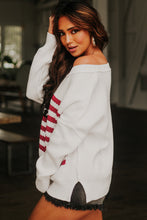 Load image into Gallery viewer, American Flag Sweater | Cable Knit Drop Shoulder Sweater
