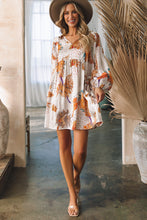 Load image into Gallery viewer, Mini Dress | Printed V-Neck Balloon Sleeve Mini Dress
