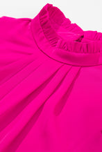 Load image into Gallery viewer, Pink Sleeveless Top | Pleated Mock Neck Frilled Sleeveless Top
