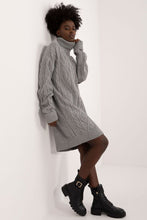 Load image into Gallery viewer, Turtleneck Casual Gray Sweater Dress
