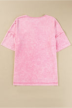 Load image into Gallery viewer, Strawberry Pink Mineral Wash Exposed Seam Drop Shoulder Oversized Tee
