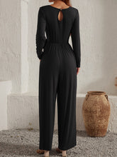 Load image into Gallery viewer, Black Long Sleeve Jumpsuit | Tied Neck
