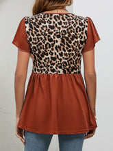 Load image into Gallery viewer, Babydoll Top | Leopard Round Neck Flutter Sleeve Blouse
