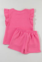 Load image into Gallery viewer, Drawstring Shorts Set | Pink Ruffled Sleeve Tee and Shorts
