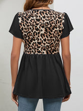Load image into Gallery viewer, Babydoll Top | Leopard Round Neck Flutter Sleeve Blouse
