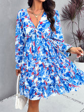 Load image into Gallery viewer, Backless Print Dress | V-Neck Flounce Sleeve Dress
