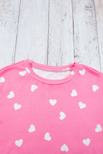Load image into Gallery viewer, Loungewear Set | Pink Heart Print Long Sleeve Tee and Shorts
