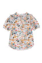Load image into Gallery viewer, Multicolor Split V Neck Puff Sleeve Flower Print Blouse | Tops/Blouses &amp; Shirts
