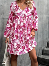 Load image into Gallery viewer, Floral Print Dress | V-Neck Balloon Sleeve Dress
