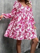 Load image into Gallery viewer, Floral Print Dress | V-Neck Balloon Sleeve Dress
