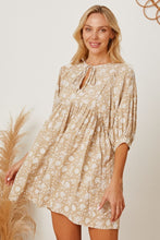 Load image into Gallery viewer, Babydoll Dress | Floral Tie Neck Ruched Dress
