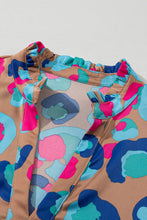 Load image into Gallery viewer, Green Leopard Print Bubble Sleeve Slit Neck Ruffled Dress | Dresses/Mini Dresses
