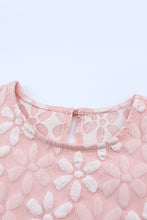 Load image into Gallery viewer, Pink Floral Lace Ruched Bubble Sleeve Top | Tops/Tops &amp; Tees
