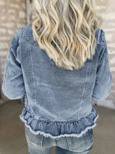 Load image into Gallery viewer, Raw Hem Denim Jacket | Long Sleeves
