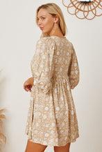 Load image into Gallery viewer, Babydoll Dress | Floral Tie Neck Ruched Dress
