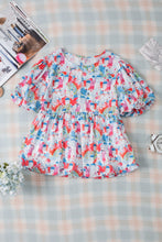 Load image into Gallery viewer, Womens Blouse | Printed Round Neck Puff Sleeve Blouse | Top
