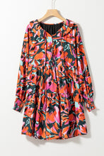 Load image into Gallery viewer, Mini Dress | Printed Tie Neck Lantern Sleeve
