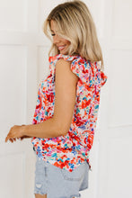 Load image into Gallery viewer, Red Frilled Neck Pleated Boho Floral Tank Top | Tops/Tank Tops
