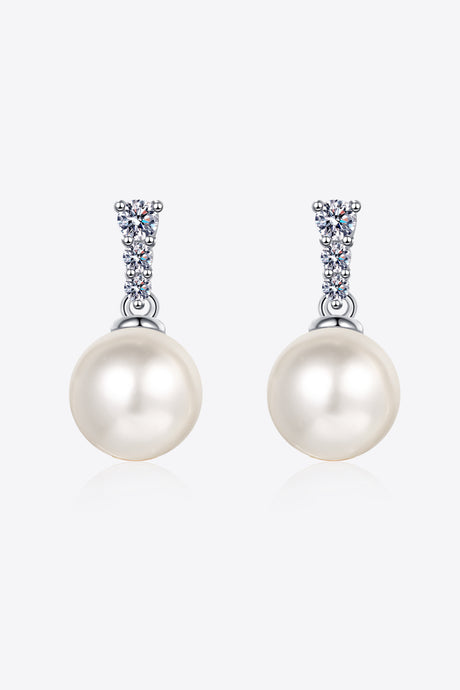 Moissanite Earrings-Moissanite Pearl Drop Earrings | moissanite earrings