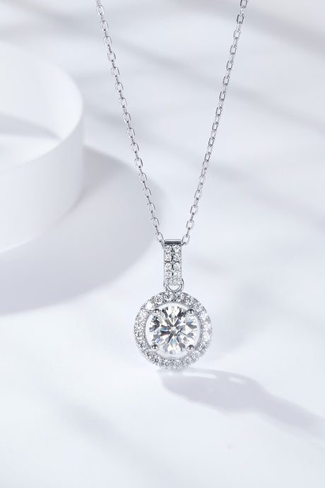 Moissanite Pendant Necklace-2 Carat Moissanite Round Pendant Necklace | moissanite necklace