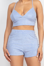 Load image into Gallery viewer, Terry Towel Bralette Top &amp; Mini Shorts Set
