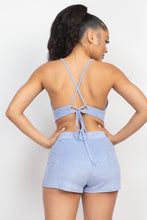 Load image into Gallery viewer, Terry Towel Bralette Top &amp; Mini Shorts Set
