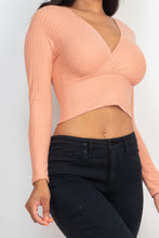Load image into Gallery viewer, BodyCon Top | Ribbed Wrap Front Long Sleeve Top
