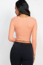 Load image into Gallery viewer, BodyCon Top | Ribbed Wrap Front Long Sleeve Top
