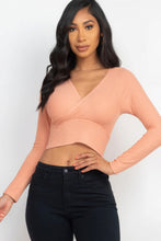 Load image into Gallery viewer, BodyCon Top | Ribbed Wrap Front Long Sleeve Top
