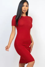 Load image into Gallery viewer, Bodycon Dress- Red Ribbed Bodycon Midi Dress
