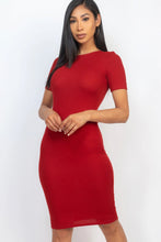 Load image into Gallery viewer, Bodycon Dress- Red Ribbed Bodycon Midi Dress
