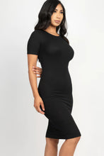 Load image into Gallery viewer, Bodycon Dress-Black Ribbed Bodycon Midi Dress
