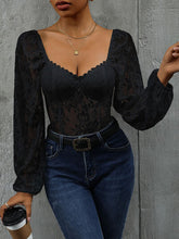 Load image into Gallery viewer, Womens Bodysuit-Lace Balloon Sleeve Bodysuit | bodysuit
