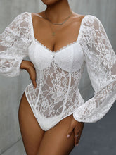 Load image into Gallery viewer, Womens Bodysuit-Lace Balloon Sleeve Bodysuit | bodysuit
