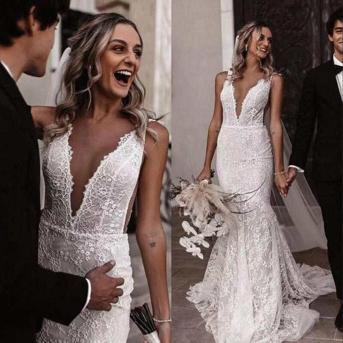 Mermaid Wedding Dress-Sexy Lace Beach Wedding Dress | Wedding Dresses