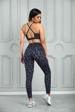 Load image into Gallery viewer, Womens Activewear-Leopard Cutout Sports Bra and Leggings Set | Activewear/Activewear Sets
