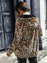 Load image into Gallery viewer, Womens Jacket-Leopard Zip-Up Hooded Jacket

