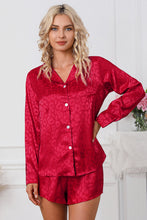 Load image into Gallery viewer, Womens Loungewear-Long Sleeve Shirt and Shorts Lounge Set
