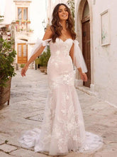 Load image into Gallery viewer, Mermaid Wedding Dress-Off The Shoulder Tea-Length Wedding Dress | Wedding Dresses
