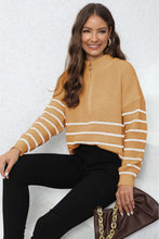 Load image into Gallery viewer, Womens Sweater-Mock Neck Long Sleeve Zip-Up Sweater

