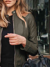 Load image into Gallery viewer, Womens Jacket-Casual Mock Neck Zip Up Jacket

