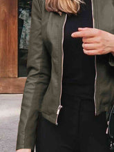 Load image into Gallery viewer, Womens Jacket-Casual Mock Neck Zip Up Jacket
