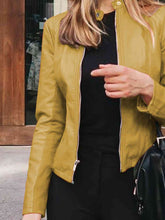 Load image into Gallery viewer, Womens Jacket-Casual Mock Neck Zip Up Jacket
