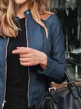 Load image into Gallery viewer, Womens Jacket-Casual Mock Neck Zip Up Jacket
