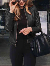 Load image into Gallery viewer, Womens Jacket-Casual Mock Neck Zip Up Jacket
