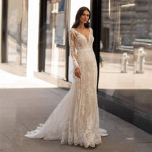Load image into Gallery viewer, Mermaid Wedding Dress-Lace V Neck Bridal Gown | Wedding Dresses
