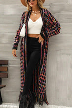 Load image into Gallery viewer, Womens Sweater-Multicolored Open Front Fringe Hem Cardigan | Coat &amp; Jacket &amp; Cardigan

