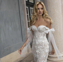 Load image into Gallery viewer, Beach Wedding Dress-Off The Shoulder Lace Beach Bridal Gown | Wedding Dresses
