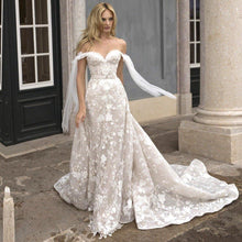Load image into Gallery viewer, Beach Wedding Dress-Off The Shoulder Lace Beach Bridal Gown | Wedding Dresses
