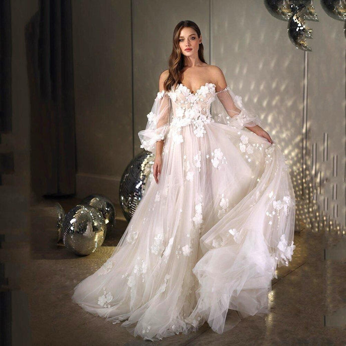 Beach Wedding Dress-Off Shoulder Bridal Gown | Wedding Dresses